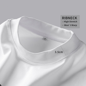 T-shirts personnalisés streetwear pour hommes, t-shirt uni, t-shirt oversize, col rond côtelé, t-shirt en coton lourd pour hommes - Product Image 3