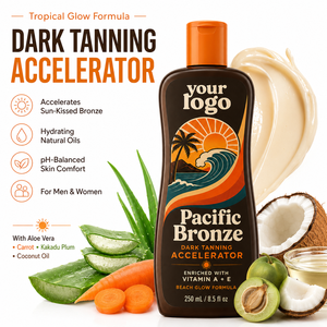 Private Label Accelerates Sun Kissed Bronze Hydrates Soothes Sunburn Include Aloe Vera Vitamin E Men Women Dark <b>Tanning</b> Lotion - Product Image 1