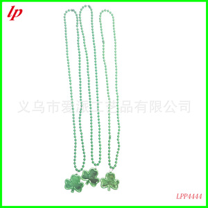 สร้อยคอโคลเวอร์ไอริชสีเขียวจี้ประดับลูกปัดเครื่องประดับปาร์ตี้เครื่องประดับสำหรับทุกเพศ LPP4448 - Product Image 3