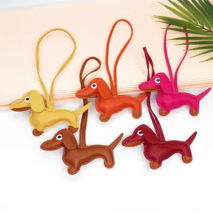 Creative Animal Puppy Dog Pu Leather Dachshund Key chains handbag Charms Other Bag Parts Accessories luggage tags Dog KeyChain