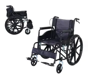 Sedia a rotelle manuale leggera pieghevole in acciaio per adulti ortopedici