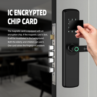 Kunci Pintu Sidik Jari WiFi Pintar Anti-Maling Satu Sentuhan, Paduan Aluminium untuk Pintu Kayu Rumah, Kantor, Sewa, Penyimpanan Data Cloud