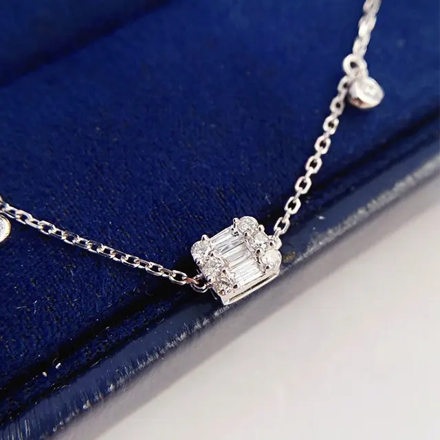 Xinfly-pulsera de oro blanco de 14K y 18K con diamante Natural de 0,15 quilates, joyería fina personalizada