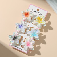 6 pièces/ensembles de pinces à cheveux colorées en forme de petite fleur pour enfants et filles, pinces à cheveux antidérapantes en forme de requin, accessoires pour cheveux à ressort