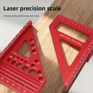 Règle d'angle triangulaire pour charpentiers Yun Bei YB en alliage d'aluminium, 45/<span class=keywords><strong>90</strong></span> degrés, multi-angles, haute précision, pour marquage - Product Image 3