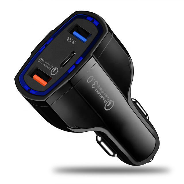 LED Light Dual USB QC3.0 Quick 2 Port Car Charger 6.8A Quick Fast Charging USB C Car Charger Type C PD Port