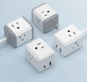 4 way portable USB converter US plug cube socket with 2 usb travel desk converter socket adapter for home and office