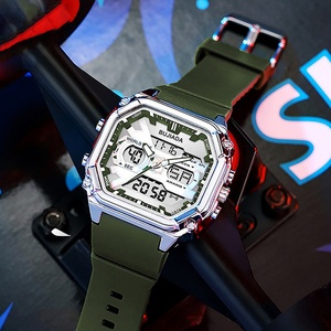 Montre électronique carrée BUJIADA pour homme, montre à quartz numérique, affichage LED double heure, montre électronique pour homme, étanche - Product Image 5