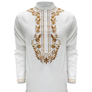 ชุดเซ็ต 2 ชิ้น ลายปักดอกไ<span class=keywords><strong>ม</strong></span>้สีทอง แบรนด์ Lanna White Men คอตั้ง แขนยาว สไตล์แอฟริกัน <span class=keywords><strong>ม</strong></span>ุสลิ<span class=keywords><strong>ม</strong></span> อิสลาม ชุดลำลอง - Product Image 4