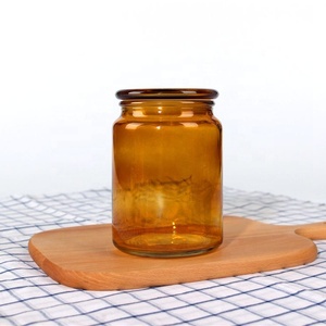 Portacandele in <span class=keywords><strong>vetro</strong></span> ambra <span class=keywords><strong>con</strong></span> coperchio per tappo 300ml 500m 700ml - Product Image 3