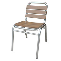 Empilable Plastique Bois Extérieur Intérieur Anodisé Finition Patio Salle À Manger Aluminium Chaise En Bois