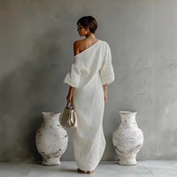 Robe Femme Color Block à Manches Longues, Col en V et Volants, Style Streetwear Printemps-Été, Taille Élastique, Tricotée