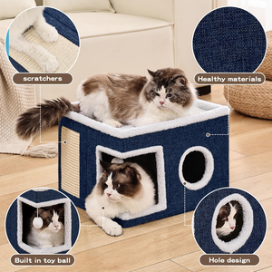 Cama para Gatos Ecológica, Moderna, de Tela de Lino, Plegable, Multifuncional, Desmontable, Lavable y Resistente a Arañazos - Product Image 6