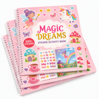 Buku Stiker Anak Dapat Digunakan Kembali dengan Cetakan Warna Penuh, Jilid Spiral, Kertas Mewah, Laminasi Film, Pola Kustom, Tema Taman Kanak-Kanak