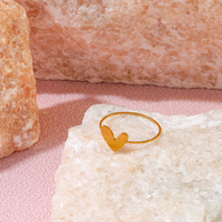 Fenny 18K Plaqué Or En Gros Bijoux Étanche Irrégulier Fine Pêche Coeur Plaquette En Acier Inoxydable Bague Tendance Pour Les Femmes