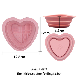 Heart Shape Pink <b>Silicone</b> Makeup Brush Cleaner Bowl Low MOQ Private Label Washing Mat Pad Cosmetic Cleaning Beauty <b>Tool</b> - Product Image 2