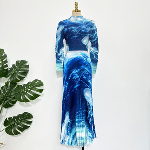 ชุดจีบพลีทลายไล่สี PY Miyake เสื้อแขนยาว + กระโปรงพลีททรงหลวมขนาดใหญ่ ชุดสองชิ้น ขายส่งเสื้อผ้าจำนวนมาก - Product Image 6