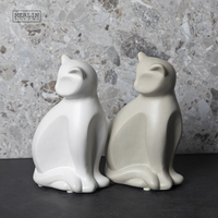 Figurine de chat en céramique Merlin Living, statue d'animal de compagnie, ornement de meuble, sculpture de rhinocéros en crème, vente en ligne pour la décoration intérieure