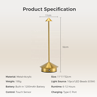 Lampe de table LED moderne, portable, rechargeable, à commande tactile, avec batterie intégrée, construction métallique, réglable, style européen, pour salon