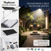 Projecteur solaire MagiBazaar MG60 300W LED avec télécommande, en alliage d'aluminium, angle de faisceau de 120° pour autoroute et jardin, garantie 5 ans