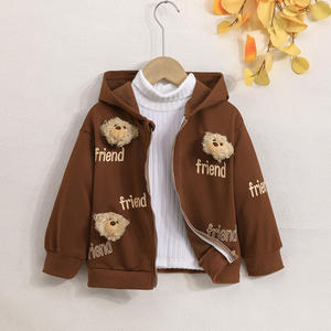 Vêtements pour enfants Automne Hiver Filles Manches longues <span class=keywords><strong>Veste</strong></span> à capuche avec fermeture éclair Mignon ours en peluche Fabrication en gros Personnalisation - Product Image 1