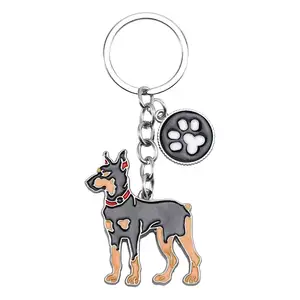 Benutzer definiertes Logo Zink legierung 3d Emaille Metall Key Chain Hund Schlüssel anhänger Nette Schlüssel halter