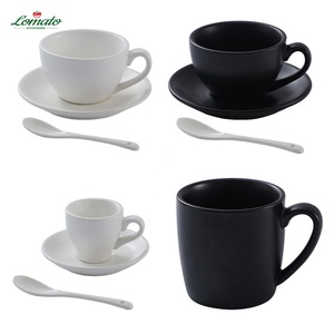 Custom Logo <strong>Black</strong> White Ceramic Coffee <strong>Cup</strong> Saucer Set Porcelain Espresso Tea <strong>Cups</strong> Wholesale Factory Direct - Product Image 3