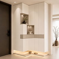Meuble à chaussures d'angle modulaire de luxe sur mesure, organisateur de rangement moderne en bois pour entrée et salon, étanche et écologique