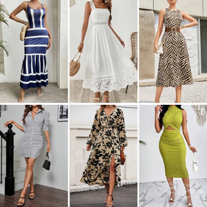 Ropa Usada de Marca 2025, Vestidos Elegantes Casuales de Manga Corta para Mujer, Vestidos de Verano para Mujer, Liquidación, Envío Aleatorio - Product Image 4