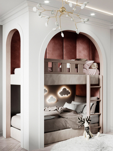 <span class=keywords><strong>Letto</strong></span> a Castello Moderno di Lusso per Bambini in Legno Massello, <span class=keywords><strong>Letto</strong></span> a Due Piani per <span class=keywords><strong>Cameretta</strong></span> Ragazzi, Design Curvo Multifunzionale - Product Image 1