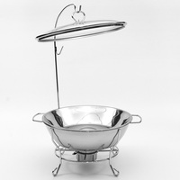 Chauffe-plat suspendu de luxe en acier inoxydable, récipient pour réchauffer les aliments pour buffet, chauffe-plat chauffé à l'alcool en acier inoxydable