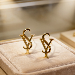 Fashion Stud <b>Earrings</b> Letter Design Zinc Alloy Stainless Steel <b>Post</b> SF732 - Product Image 4