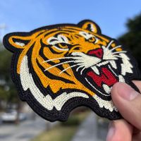 Patch Bordir Unik Custom Grosir Pabrik, Tempel Setrika atau Jahit, Motif Harimau untuk Hoodie dan Topi
