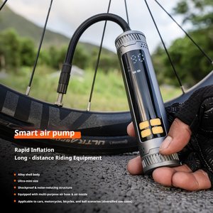 ENLEE Bomba de Aire Eléctrica Mini de Aleación de Zinc de 130 PSI - Inflador de Neumáticos Portátil de Alta Presión con Manómetro Digital, Bomba para Bicicleta - Product Image 3