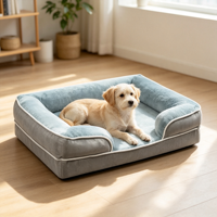 Coussin-lit pour chien en mousse à mémoire de forme et fourrure de lapin respirante, amovible et lavable en machine, pour chiens de taille moyenne/grande, utilisation intérieure toutes saisons
