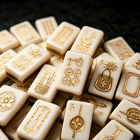 Ensemble de jeu de Mahjong portable de luxe américain haut de gamme, durable, écologique, avec motif floral doré en relief, Mahjong personnalisé