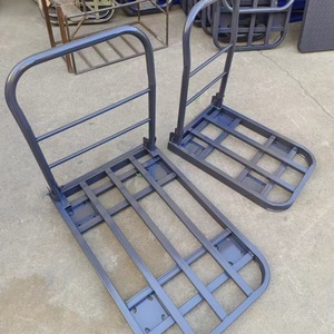 Carretilla de Mano Plegable de Acero con Plataforma de Cuatro Ruedas, Carro de Transporte Industrial con Recubrimiento en Polvo Azul - Product Image 4