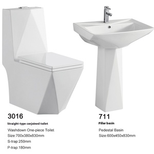 Sanitaire Salle De Bains Céramique Deux Pièces Wc <span class=keywords><strong>Toilette</strong></span> Ensemble avec Lavabo Lavabo - Product Image 4