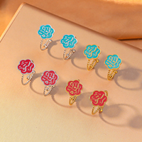 Bague islamique en acier inoxydable inaltérable, émail coloré, motif floral avec écriture arabe, bijou de mode religieux musulman, cadeau