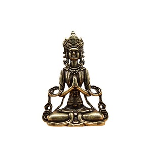 Porte-clés Bouddha Tibétain en Laiton Massif, Ornement Pipa Bouddha, Pendentif Thème Dieu de la Richesse Jaune, Cadeau Unisexe - Product Image 5