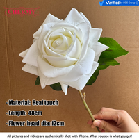 Nouvelles fleurs artificielles Dalian Chermy pour décoration de mariage, roses au toucher réel, roses en latex blanc de haute qualité, taille moyenne