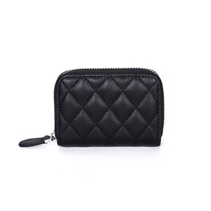 高級婦人用シープスキンキルティングカードホルダー、ジッパー付きアコーディオンウォレット、小型レザーカードケース、エレガントなファッションスタイル - Product Image 3