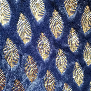 DDP Reciclado Estampado <span class=keywords><strong>en</strong></span> caliente Hoja Forma de hoja Tela de lana barata Nuevo diseño Tela de terciopelo de poliéster de felpa - Product Image 1