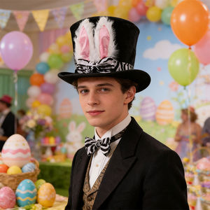 Accesorios para la Fiesta de Pascua, Disfraz de Fiesta de Pascua, Sombrero de Sombrerero Loco, Lindo Sombrero de Orejas de Conejo para Pascua - Product Image 1