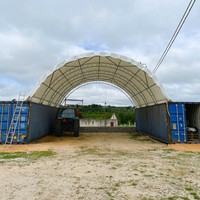 Çift Kirişli Konteyner Çatı Barınağı 33x40ft Rüzgar Geçirmez Kar Geçirmez Portatif Garaj Kumaş Bina Endüstriyel Depolama İçin