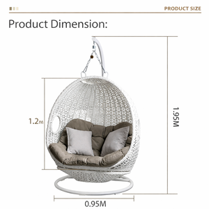 Silla <span class=keywords><strong>Colgante</strong></span> Doble Moderna de Ratán Meiqi y <span class=keywords><strong>Hamaca</strong></span> Tipo <span class=keywords><strong>Nido</strong></span> de Huevo para Uso en Interiores/Exteriores, Dormitorio, Balcón, Patio, Ocio - Product Image 5