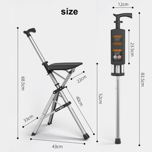 Bastones plegables portátiles de aleación de aluminio de alta calidad, bastón con asiento ajustable para ancianos, <span class=keywords><strong>silla</strong></span> de bastón con muletas - Product Image 6
