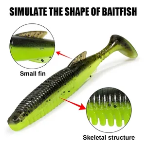 Señuelo de Pesca Suave Spinpoler TPR Shad Bait Bicolor con Cola en T, Wobbler Swimbait con Estructura de Anzuelo y Bolsillo, Acción de Barrido Bicolor - Product Image 3