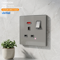 KESHIQI – Commande en gros prise en charge, qualité stable et livraison rapide – Prise électrique ultra-fine en verre trempé gris