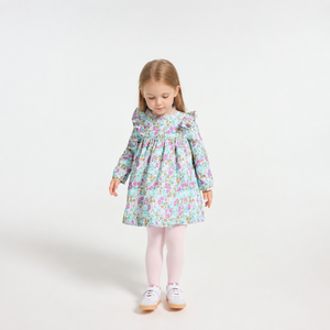 Robe florale assortie mère et fille, robe longue et courte en coton à manches longues et à volants aux épaules pour la famille - Product Image 2